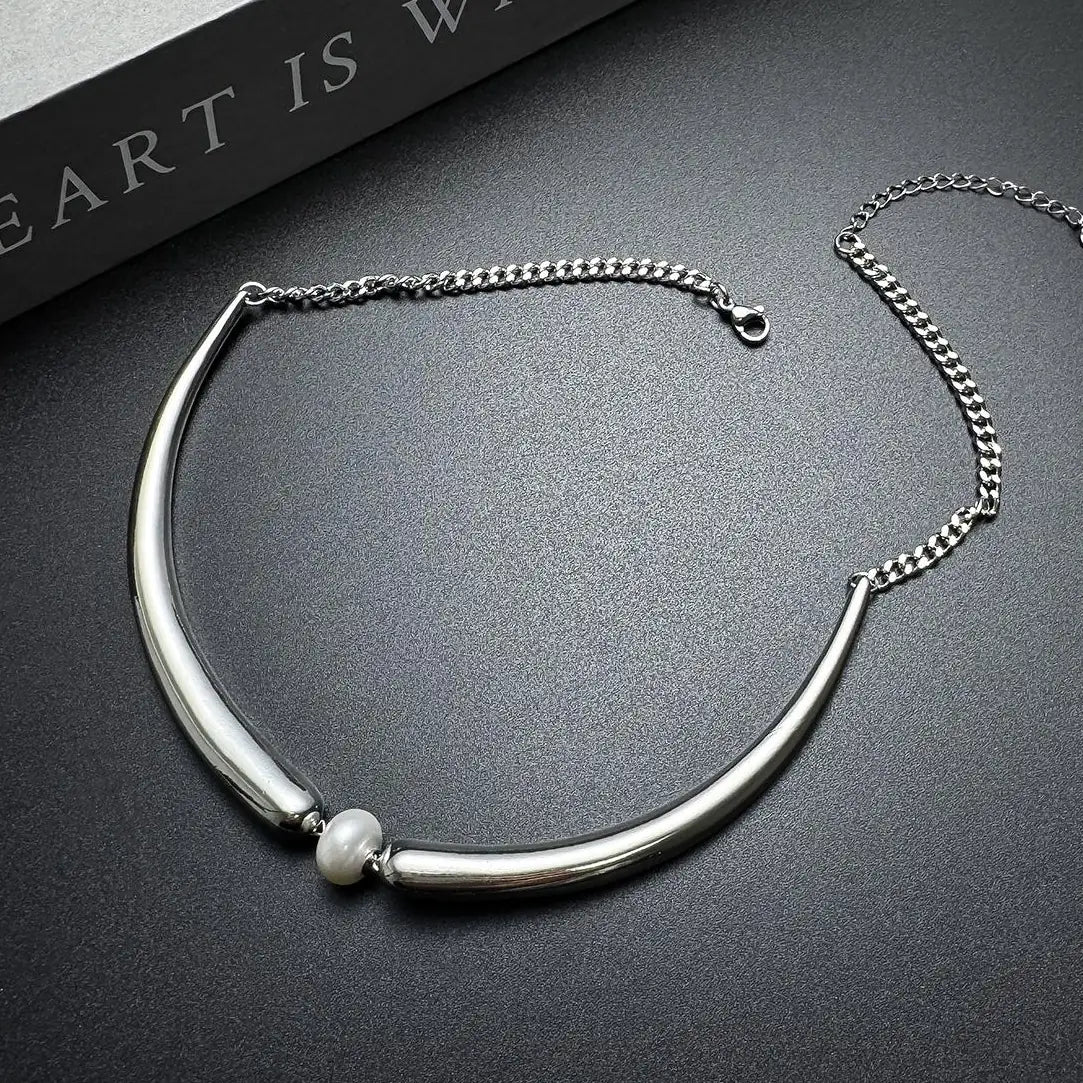 Accessories Geometric Pearl Chain Necklace