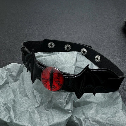Accessories Gothic Bat Demon Eye Leather Choker