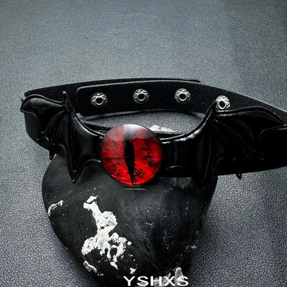 Accessories Gothic Bat Demon Eye Leather Choker