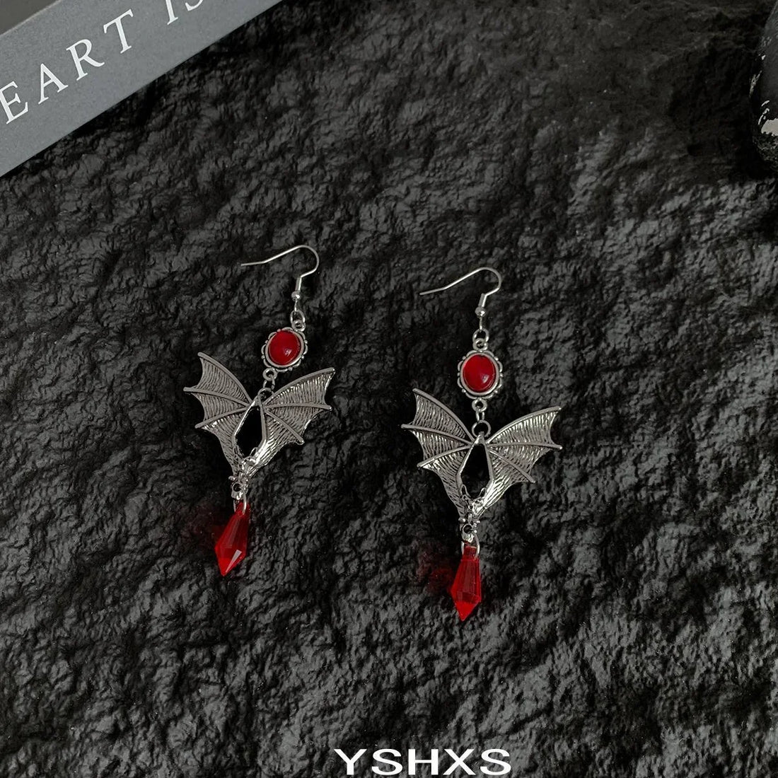 Accessories Gothic Bat Red Zircon Punk Earrings