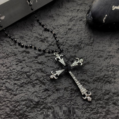 Accessories_Gothic_Black_Beaded_Cross_Pendant_Necklace_MISSTT