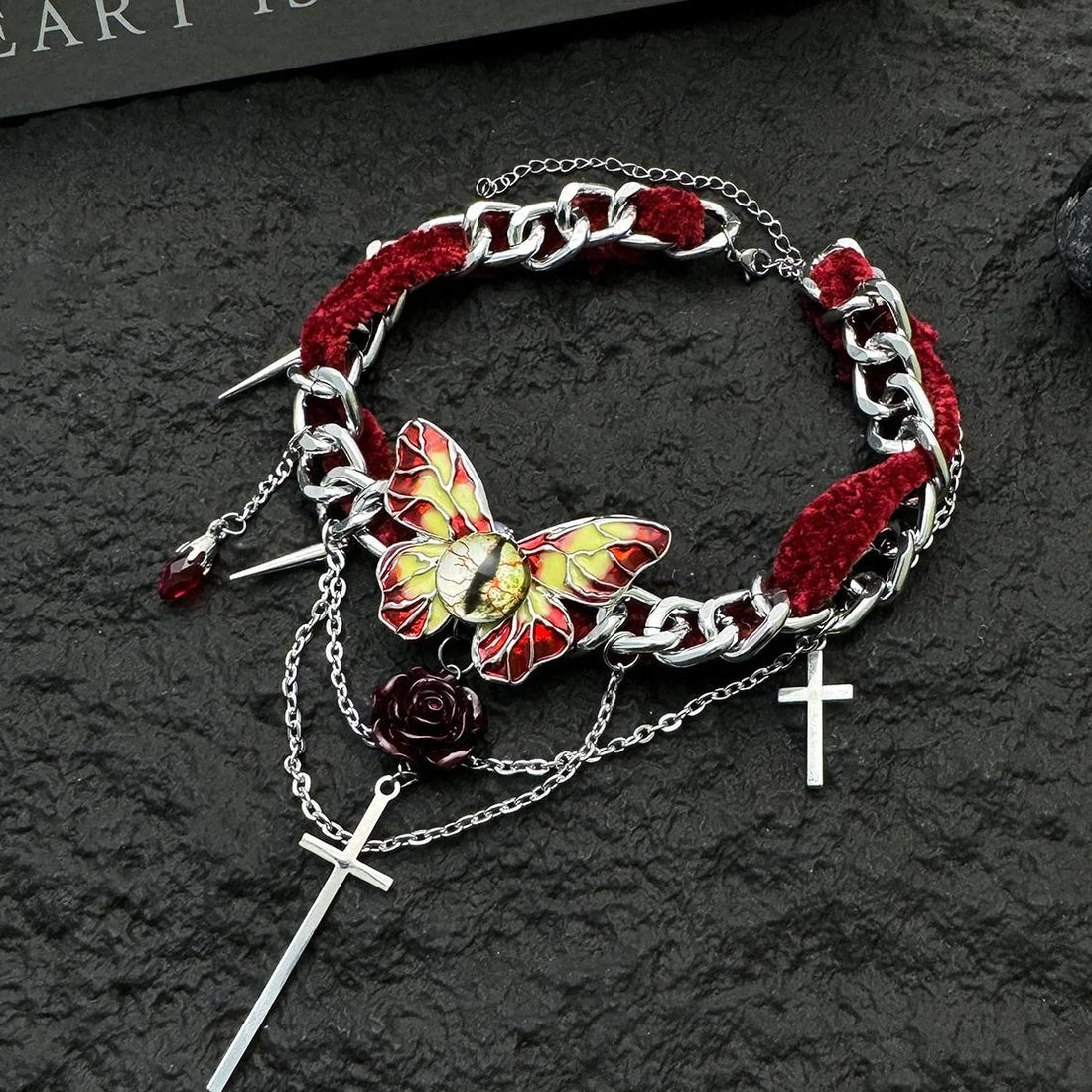 Accessories Gothic Butterfly Cross Velvet Choker Necklace