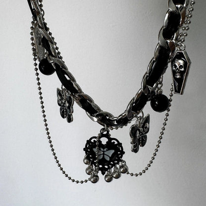 Accessories Gothic Butterfly Layered Fringe Choker