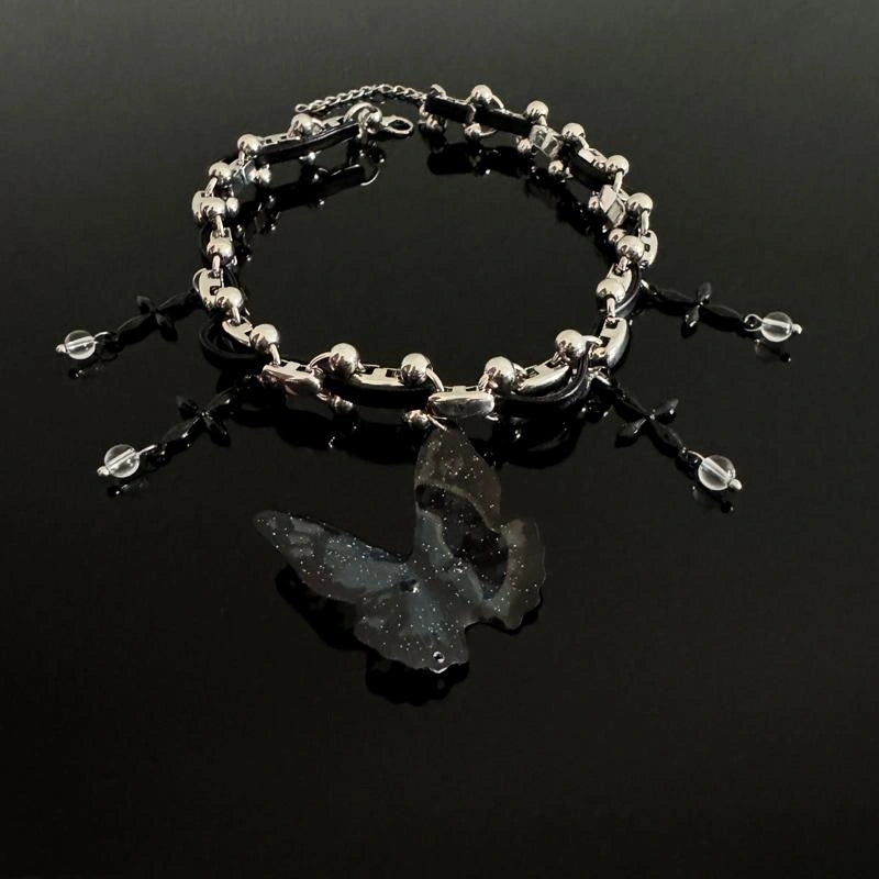 Accessories Gothic Butterfly Leather Choker Necklace
