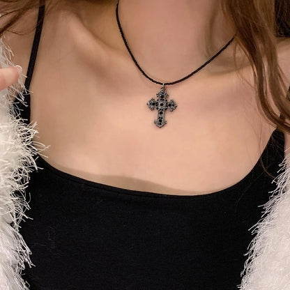 Accessories Gothic Cross Beaded Dark Crystal Choker