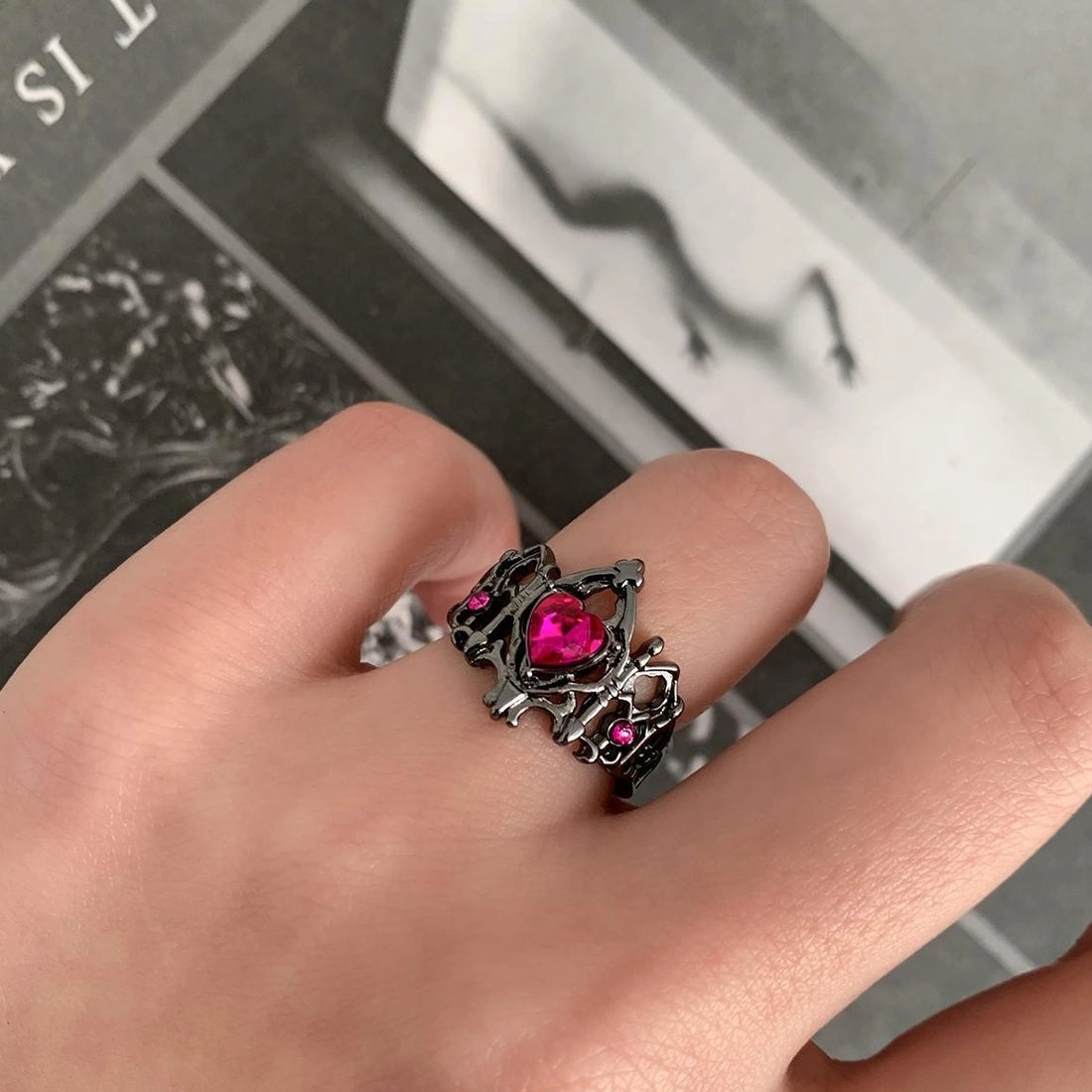 Accessories Gothic Crown Heart Open Ring