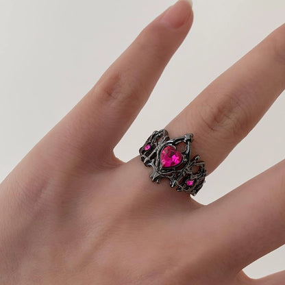 Accessories Gothic Crown Heart Open Ring