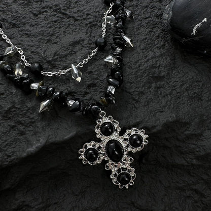 Accessories Gothic Crystal Shard Double Layer Choker Necklace