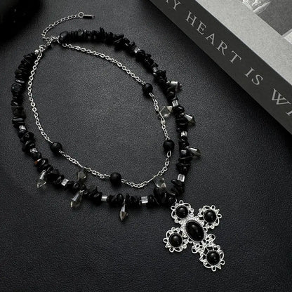 Accessories Gothic Crystal Shard Double Layer Choker Necklace