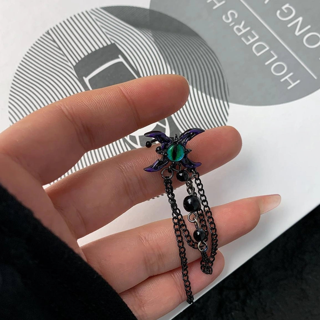 Accessories Gothic Green Demon Eye Fringe Ear Clip