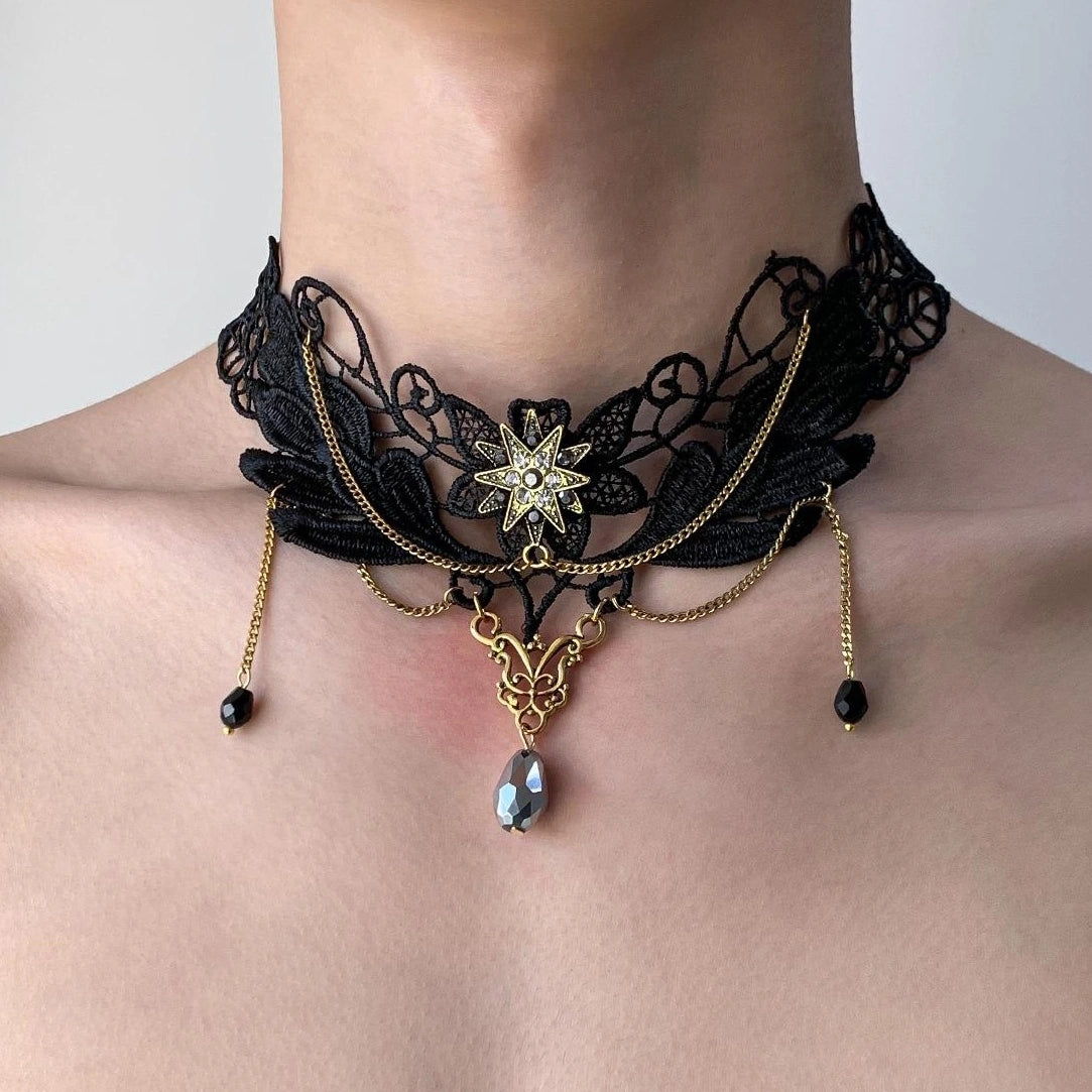 Accessories Gothic Lace Fringe Statement Choker