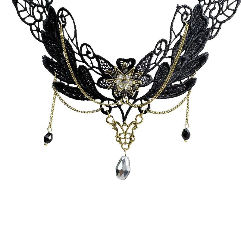 Accessories Gothic Lace Fringe Statement Choker