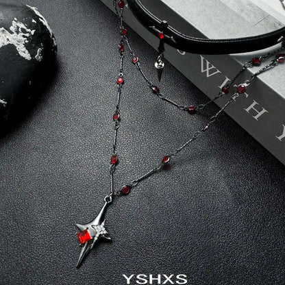 Accessories Gothic Layered Cross Choker Necklace