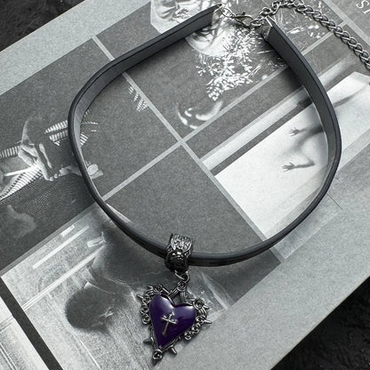Accessories Gothic Purple Heart Punk Choker Collar