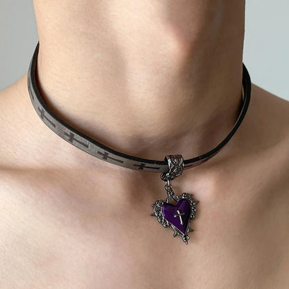 Accessories Gothic Purple Heart Punk Choker Collar