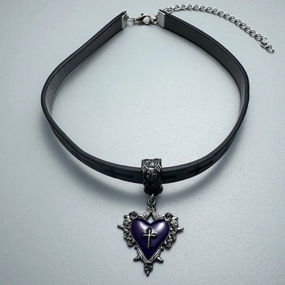 Accessories Gothic Purple Heart Punk Choker Collar