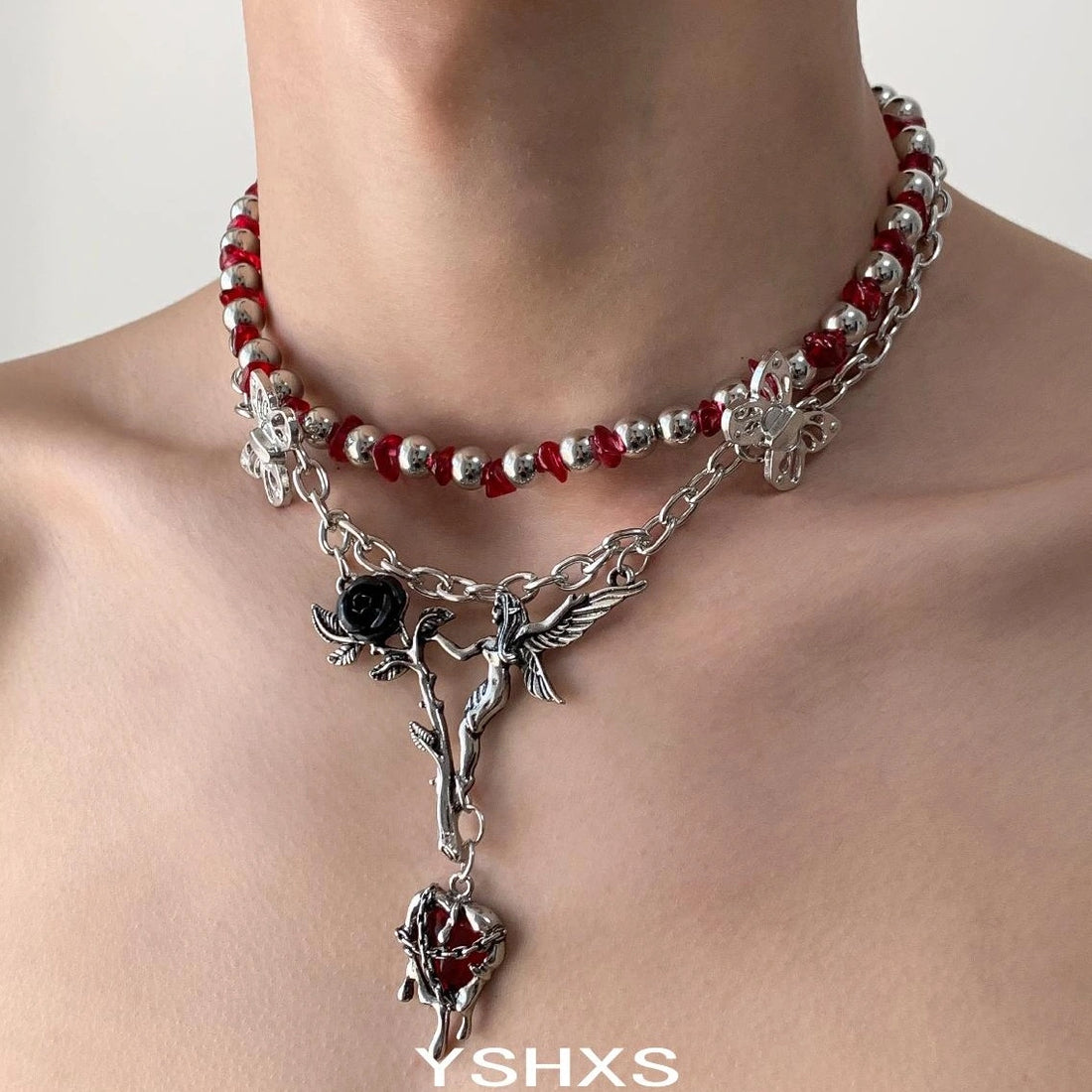 Accessories Gothic Red Heart Choker Necklace