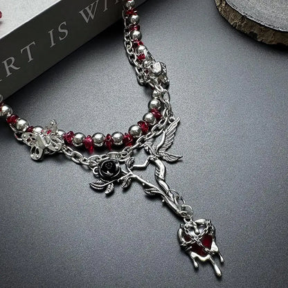 Gothic Red Heart Choker Necklace