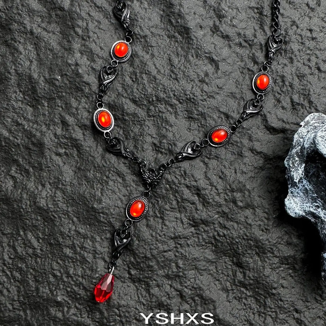 Accessories Gothic Red Heart Crystal Pendant Necklace