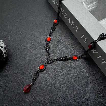Accessories Gothic Red Heart Crystal Pendant Necklace