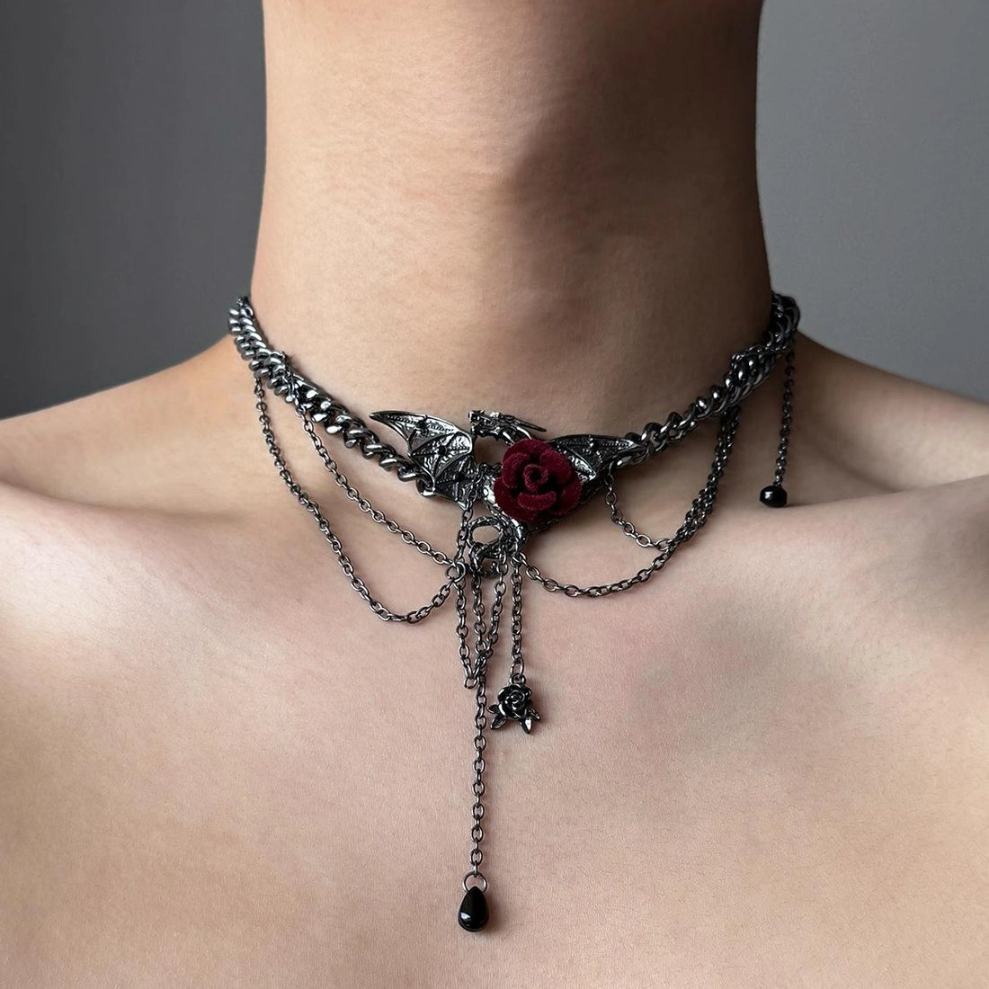 Accessories Gothic Rose Chain With Vintage Tassels