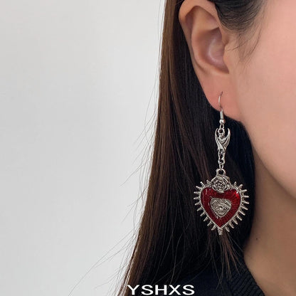 Accessories Gothic Rose Heart Evil Eye Earrings