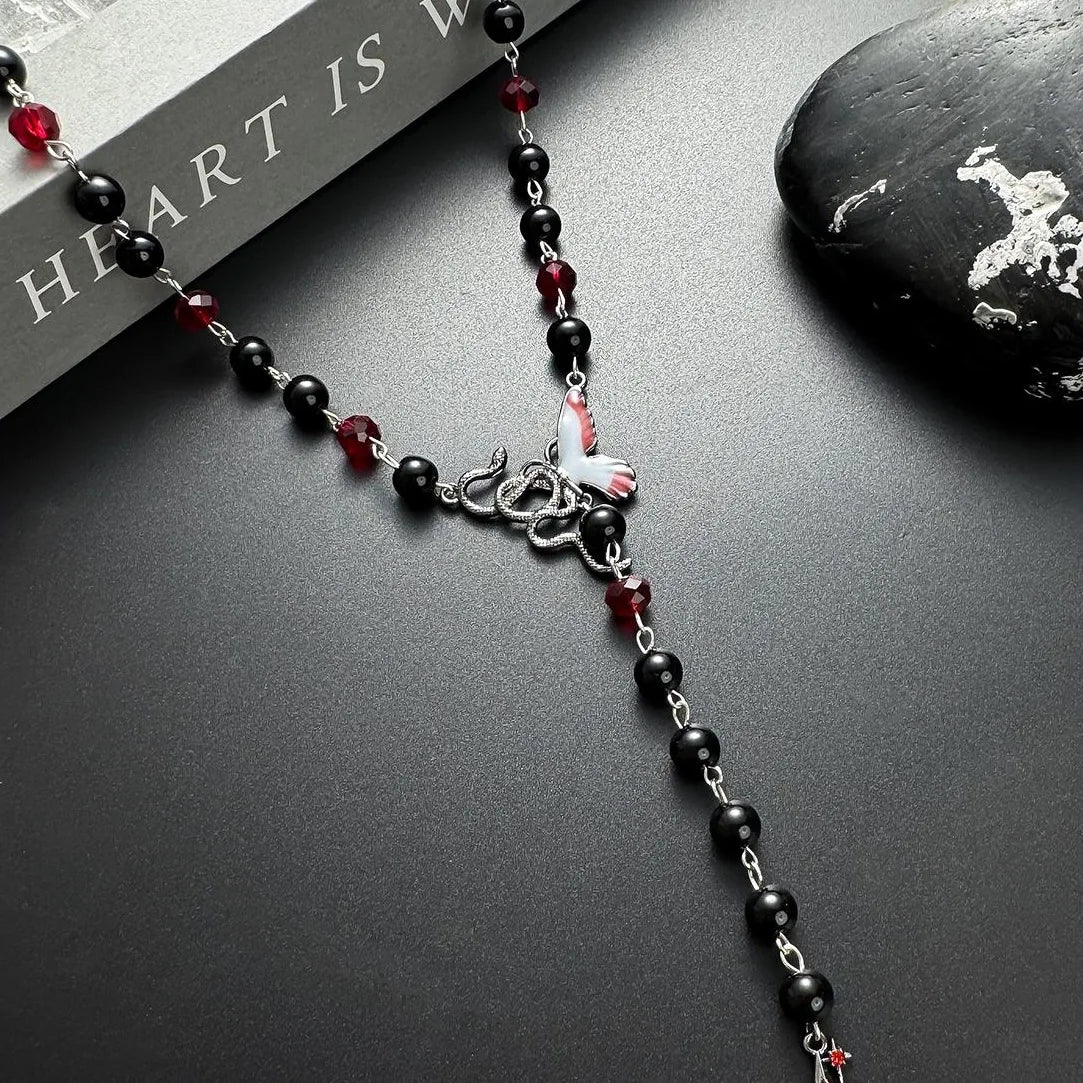 Accessories Gothic Serpent Butterfly Pendant Long Necklace