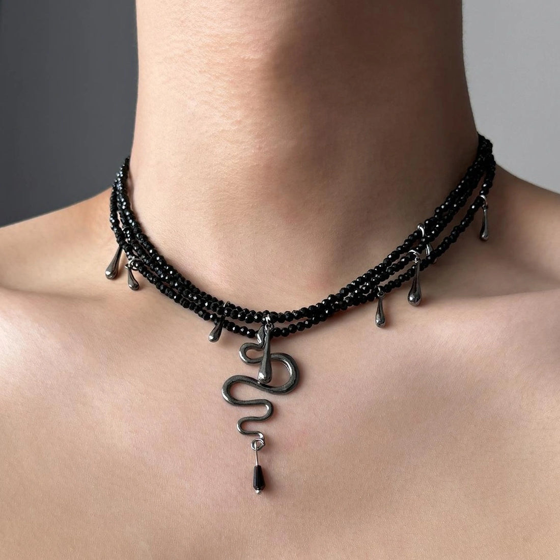 Accessories Gothic Snake Crystal Beaded Choker Necklace