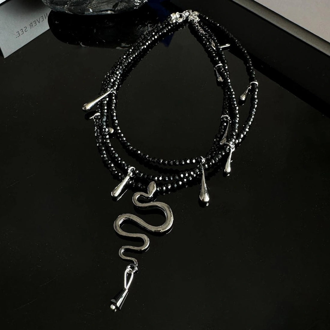 Accessories Gothic Snake Crystal Beaded Choker Necklace