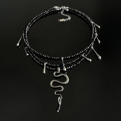 Accessories Gothic Snake Crystal Beaded Choker Necklace