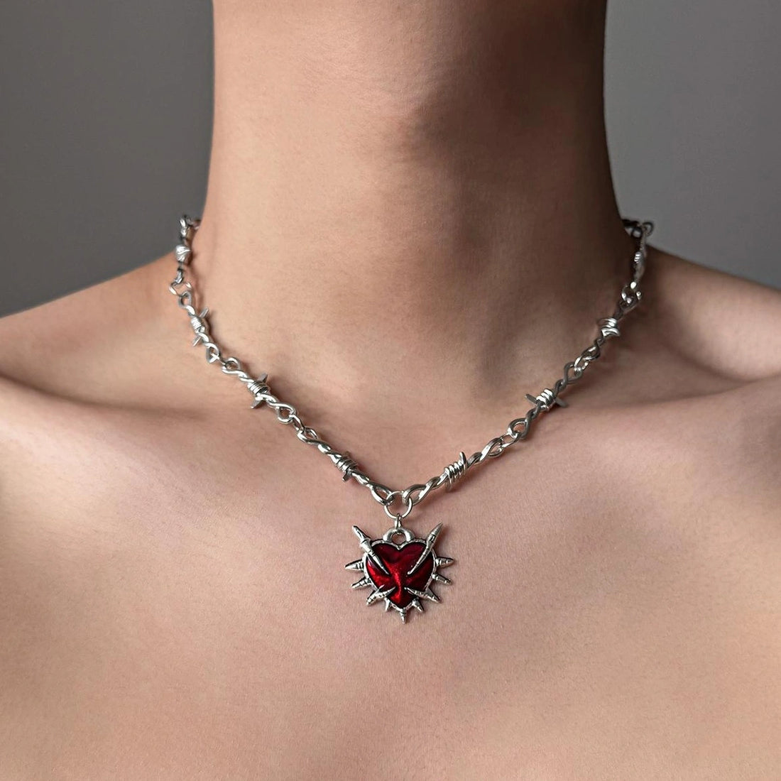 Accessories Gothic Thorn Heart Choker Necklace