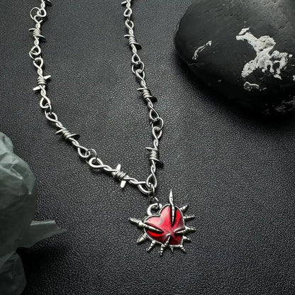 Accessories Gothic Thorn Heart Choker Necklace