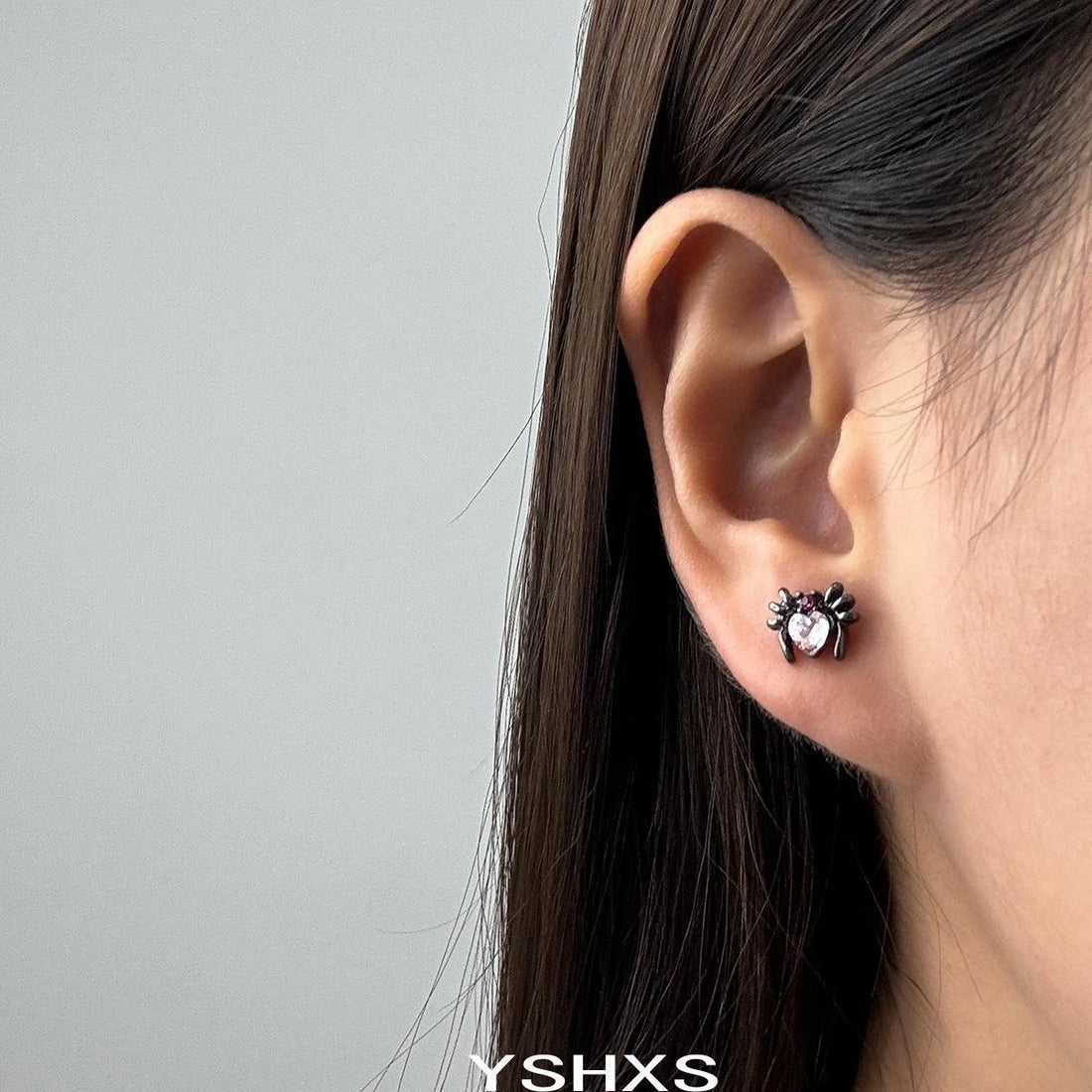 Accessories Gothic Zircon Spider Heart Ear Stud