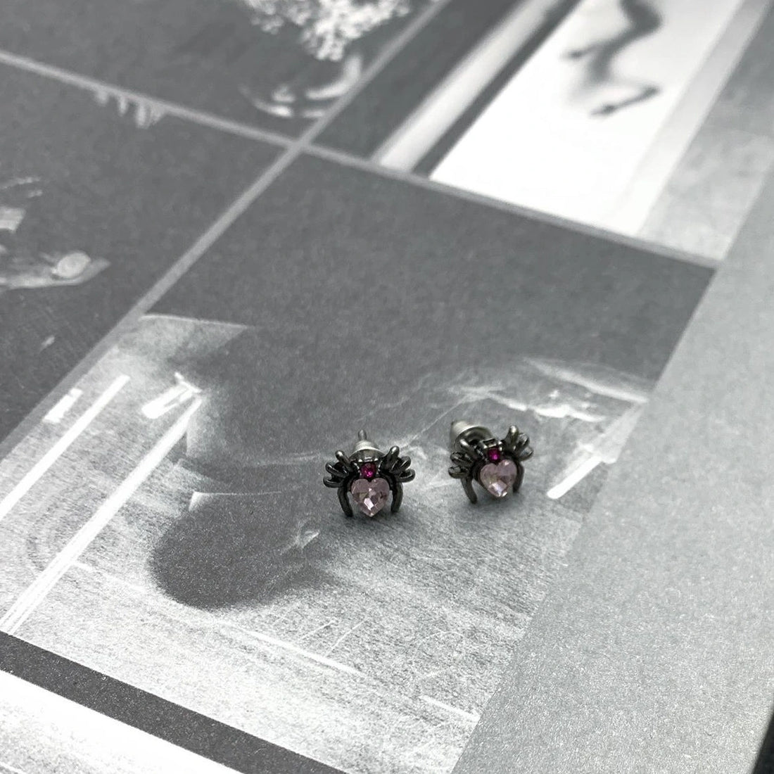 Accessories Gothic Zircon Spider Heart Ear Stud