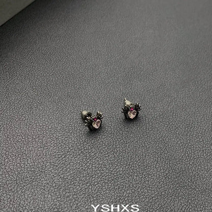 Accessories Gothic Zircon Spider Heart Ear Stud