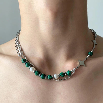 Accessories Green Crystal Cross Pendant Necklace