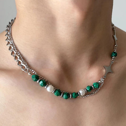 Accessories Green Crystal Cross Pendant Necklace