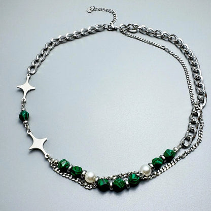 Accessories Green Crystal Cross Pendant Necklace