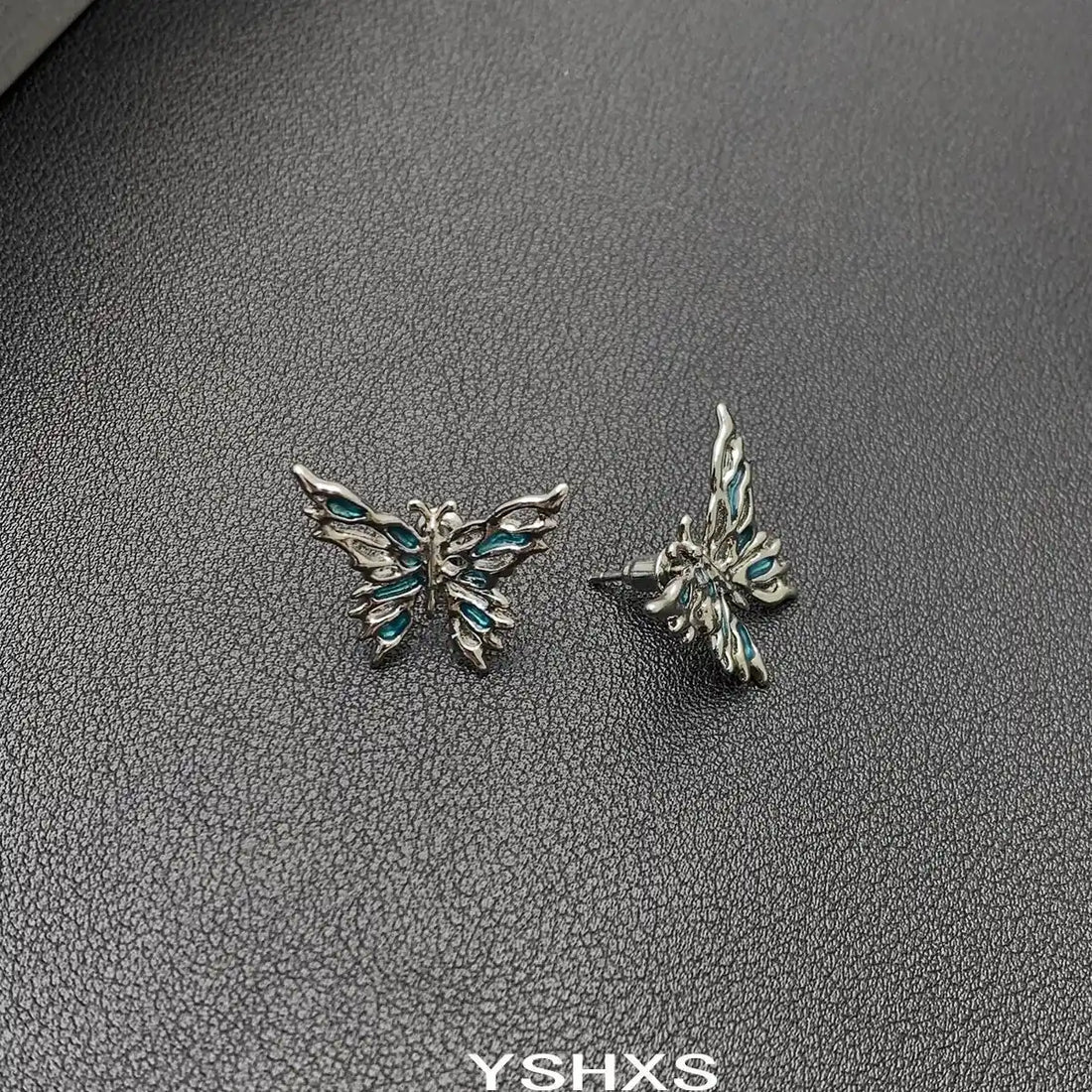 Hollow Blue Butterfly Stud Earrings