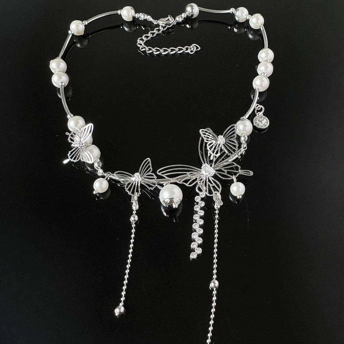 Accessories Hollow Butterfly Pearl Y2K Fringe Choker