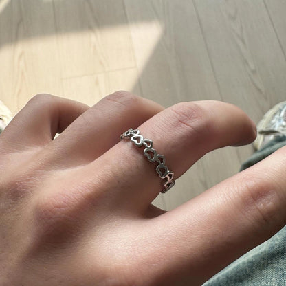 Accessories Hollow Heart Adjustable Ring