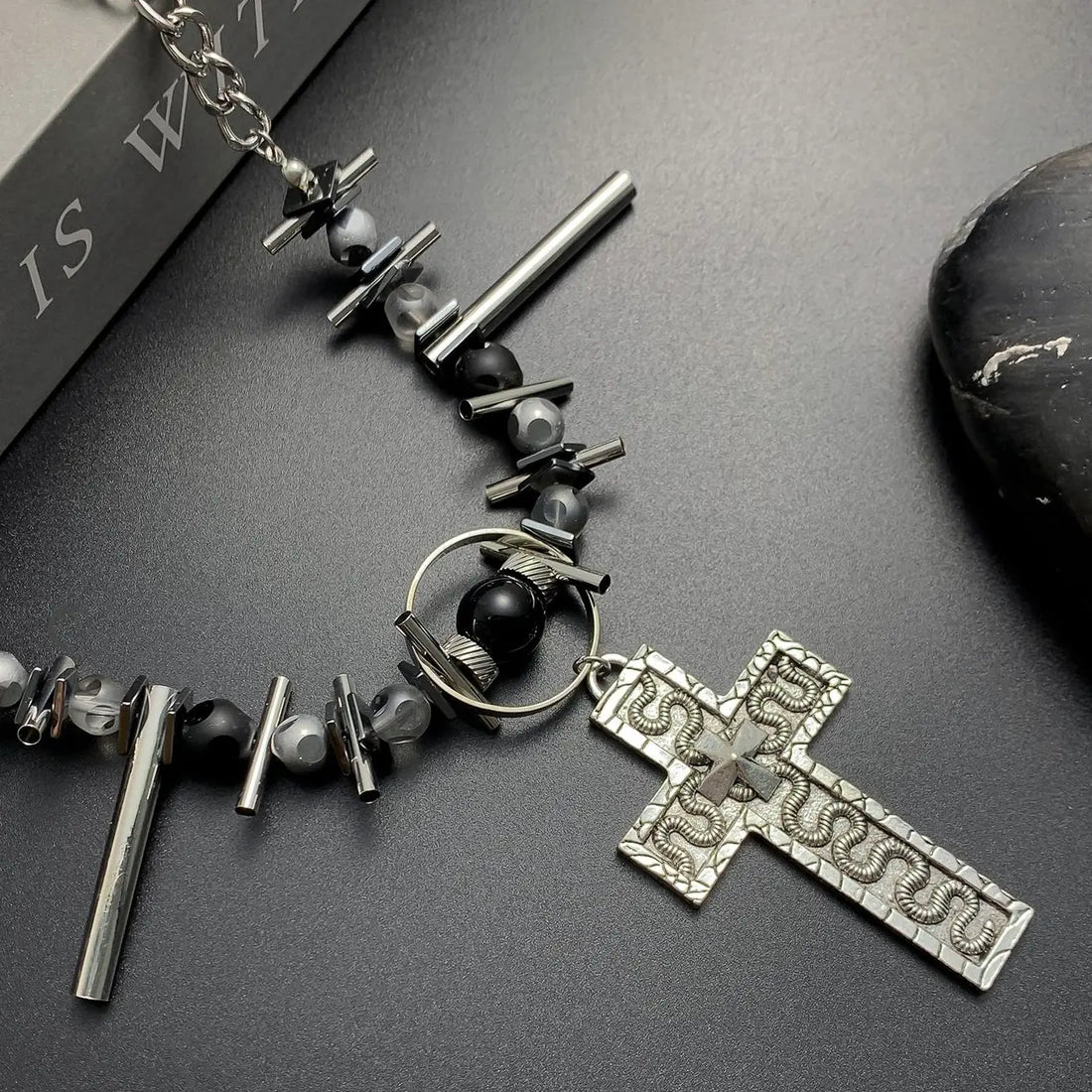 Accessories Industrial Punk Cross Choker Necklace