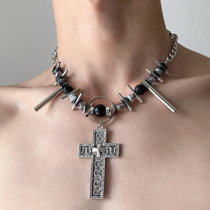 Accessories Industrial Punk Cross Choker Necklace
