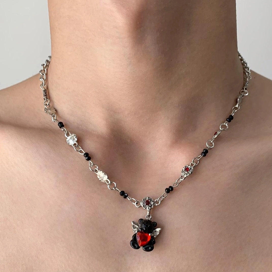 Accessories Interlocking Heart Bear Pendant Necklace