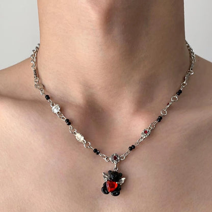Accessories Interlocking Heart Bear Pendant Necklace