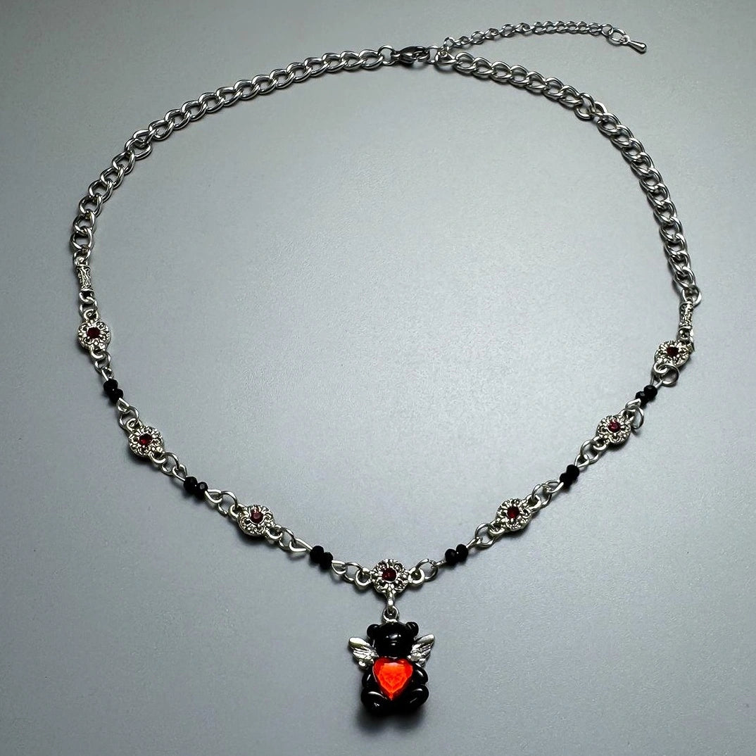 Accessories Interlocking Heart Bear Pendant Necklace