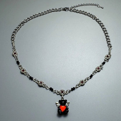 Accessories Interlocking Heart Bear Pendant Necklace