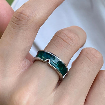 Accessories Irregular Green Resin Ring