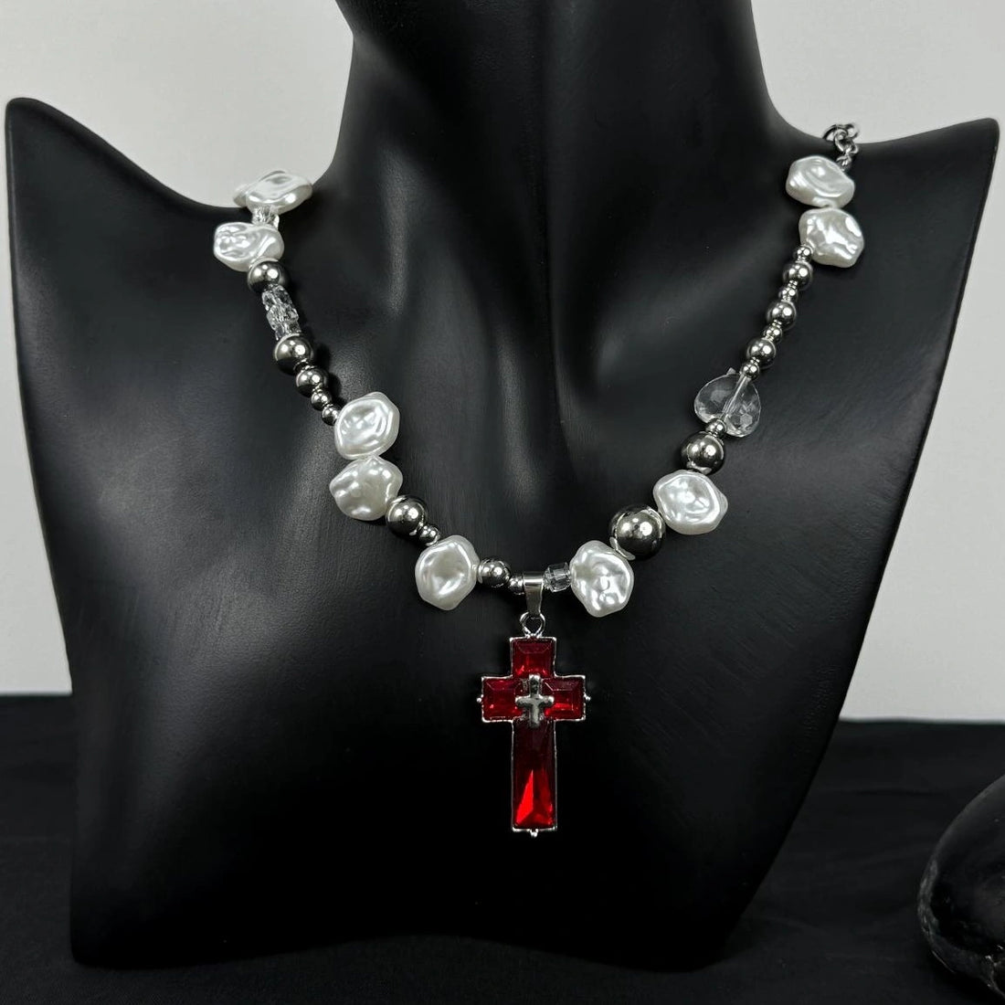 Accessories Irregular Pearl Cross Pendant Y2k Necklace