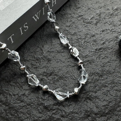 Accessories Irregular Transparent Beaded Chain With Metal Accents